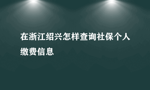 在浙江绍兴怎样查询社保个人缴费信息