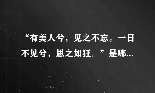 “有美人兮，见之不忘。一日不见兮，思之如狂。”是哪个诗？谁写的？