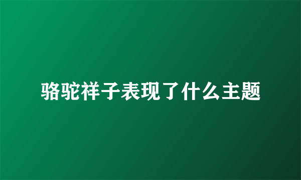 骆驼祥子表现了什么主题