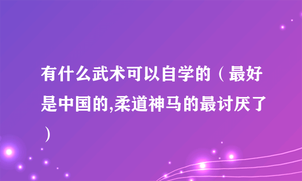 有什么武术可以自学的（最好是中国的,柔道神马的最讨厌了）