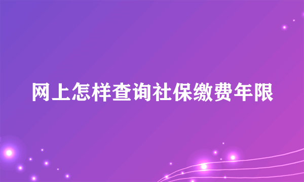 网上怎样查询社保缴费年限