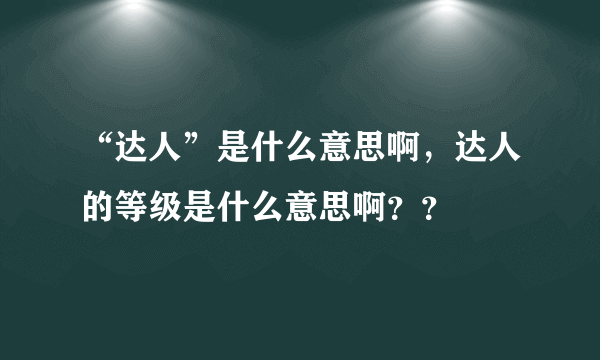 “达人”是什么意思啊，达人的等级是什么意思啊？？