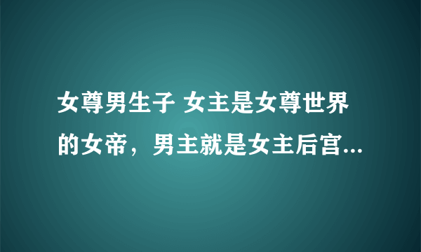 女尊男生子 女主是女尊世界的女帝，男主就是女主后宫的宠妃 文要轻松点