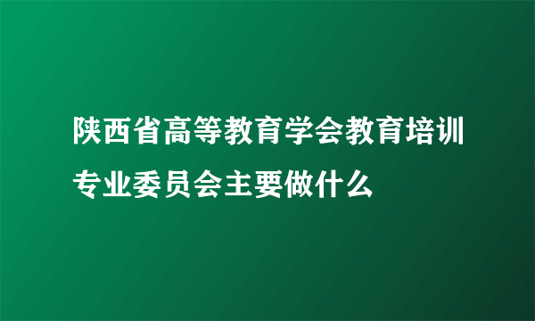 陕西省高等教育学会教育培训专业委员会主要做什么