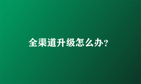 全渠道升级怎么办？