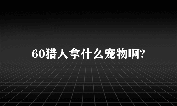 60猎人拿什么宠物啊?
