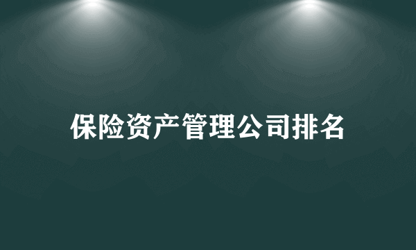 保险资产管理公司排名
