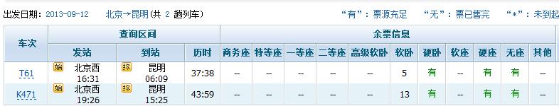 从北京坐高铁到云南要多长时间多少钱？