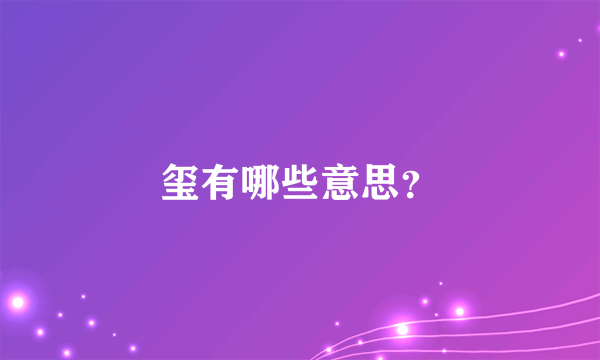 玺有哪些意思？