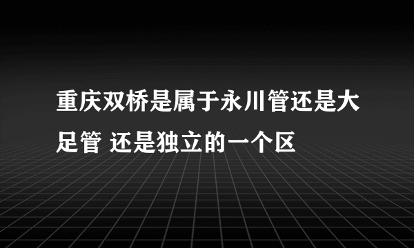 重庆双桥是属于永川管还是大足管 还是独立的一个区