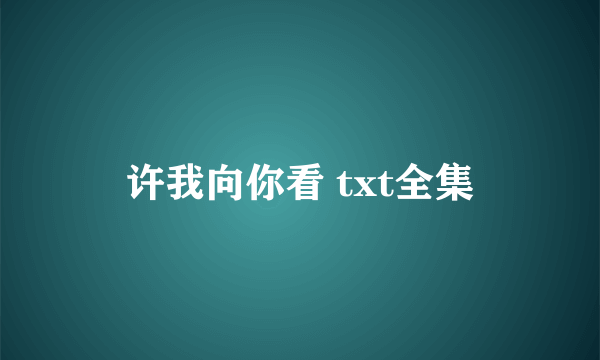许我向你看 txt全集