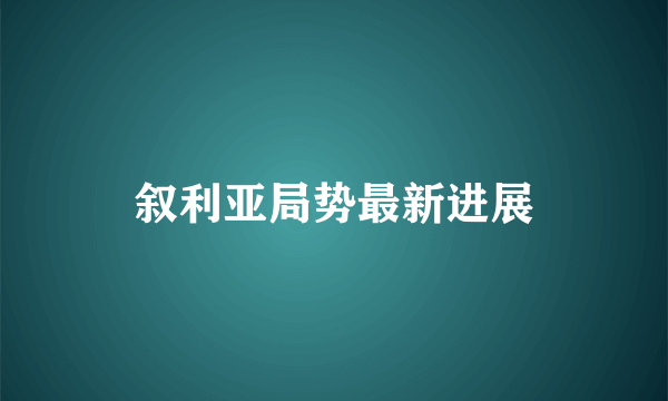 叙利亚局势最新进展