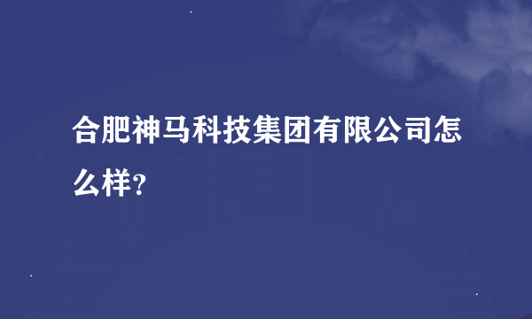 合肥神马科技集团有限公司怎么样？