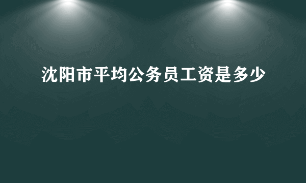 沈阳市平均公务员工资是多少