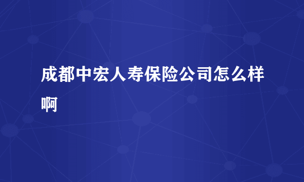 成都中宏人寿保险公司怎么样啊