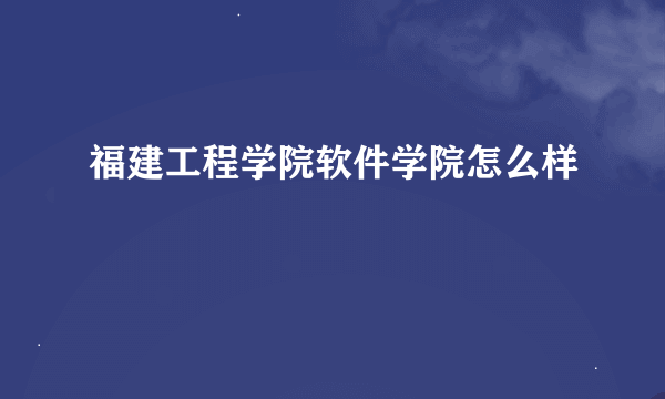 福建工程学院软件学院怎么样