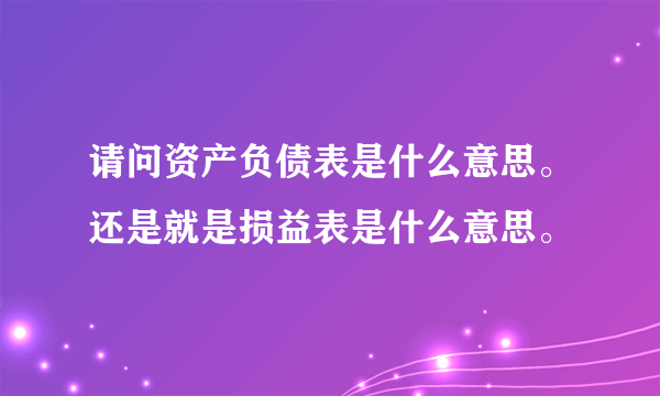 请问资产负债表是什么意思。还是就是损益表是什么意思。