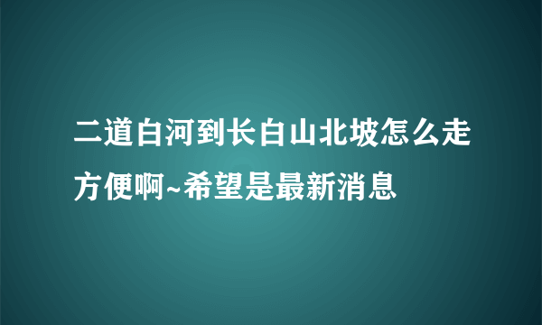 二道白河到长白山北坡怎么走方便啊~希望是最新消息