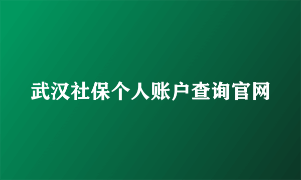 武汉社保个人账户查询官网
