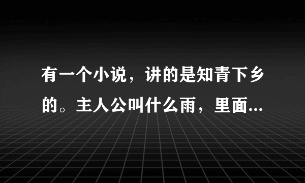 有一个小说，讲的是知青下乡的。主人公叫什么雨，里面还有一个镇长夫人叫什么洁的。这是什么小说？