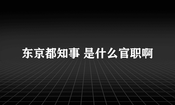 东京都知事 是什么官职啊