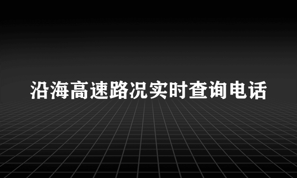 沿海高速路况实时查询电话