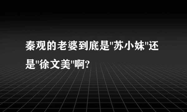 秦观的老婆到底是