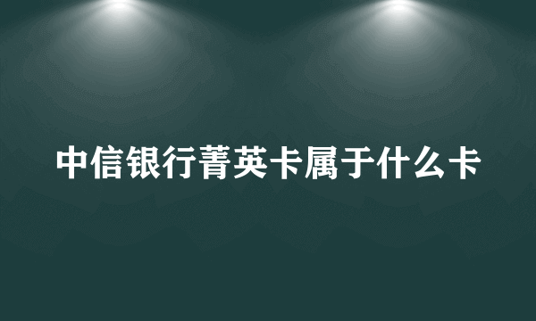 中信银行菁英卡属于什么卡