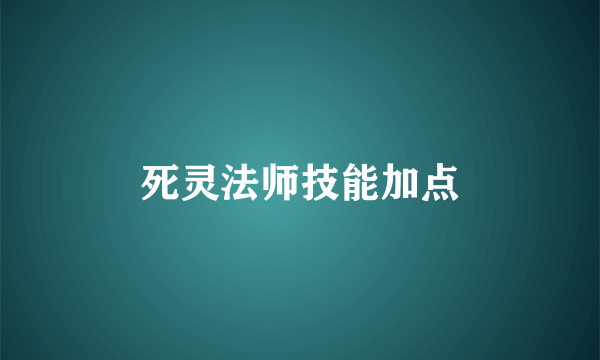 死灵法师技能加点