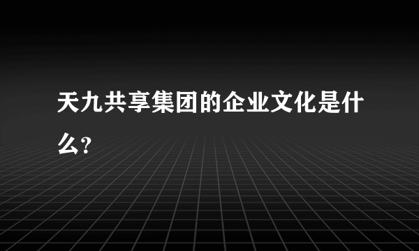天九共享集团的企业文化是什么？