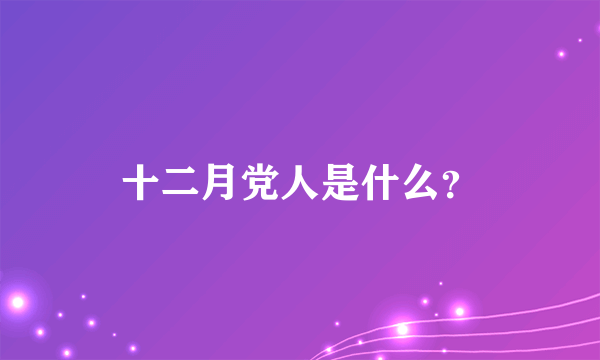 十二月党人是什么？