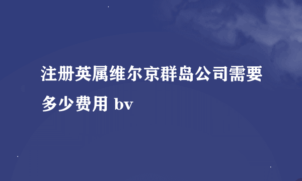 注册英属维尔京群岛公司需要多少费用 bv