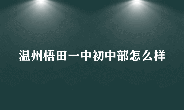 温州梧田一中初中部怎么样