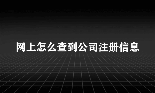 网上怎么查到公司注册信息