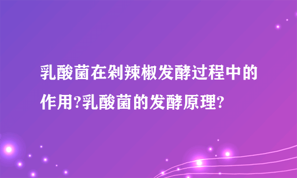 乳酸菌在剁辣椒发酵过程中的作用?乳酸菌的发酵原理?