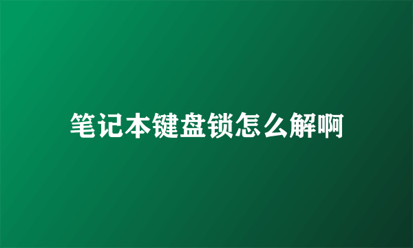 笔记本键盘锁怎么解啊