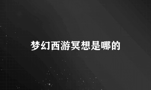 梦幻西游冥想是哪的