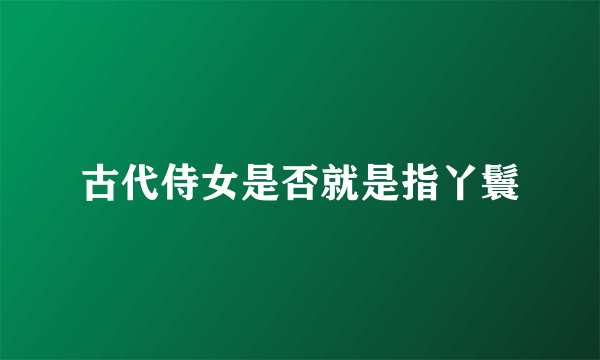 古代侍女是否就是指丫鬟