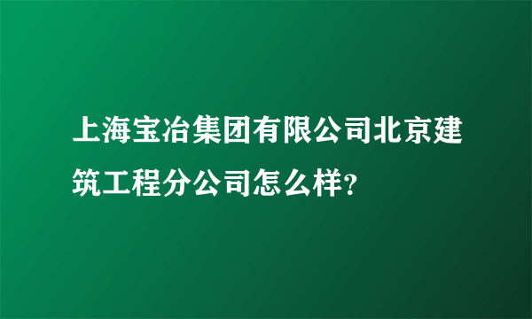 上海宝冶集团有限公司北京建筑工程分公司怎么样？