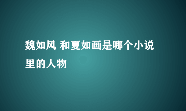 魏如风 和夏如画是哪个小说里的人物