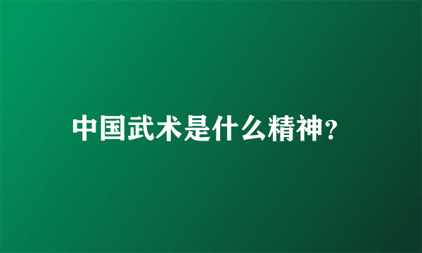 中国武术是什么精神？