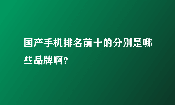 国产手机排名前十的分别是哪些品牌啊？