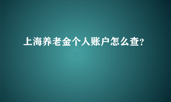 上海养老金个人账户怎么查？