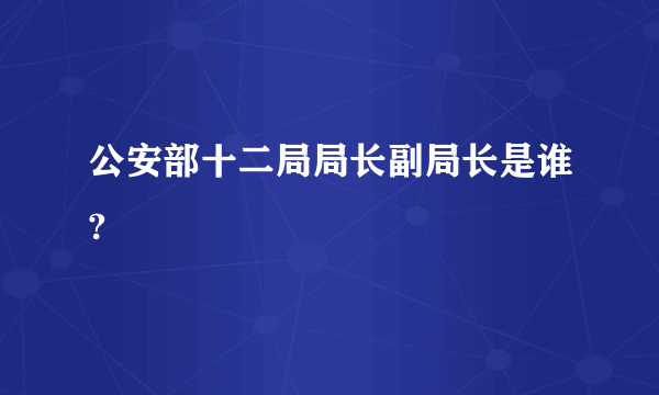 公安部十二局局长副局长是谁?