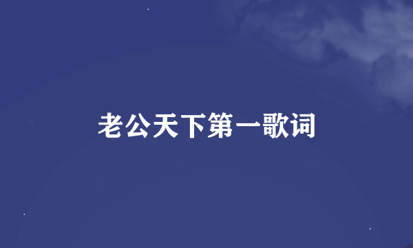 老公天下第一歌词