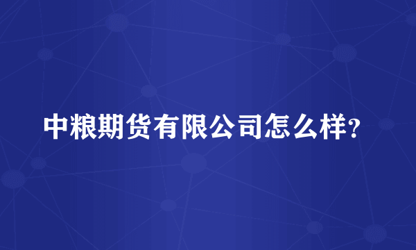 中粮期货有限公司怎么样？
