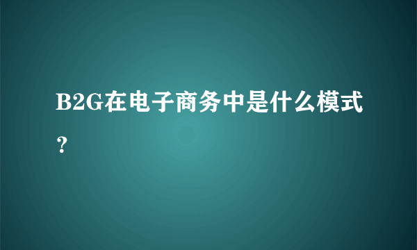B2G在电子商务中是什么模式？