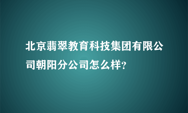 北京翡翠教育科技集团有限公司朝阳分公司怎么样？