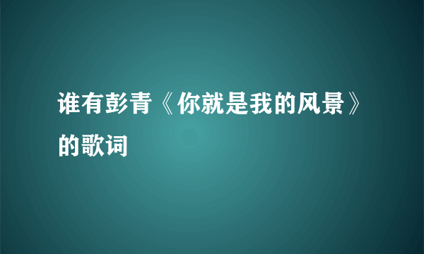谁有彭青《你就是我的风景》的歌词