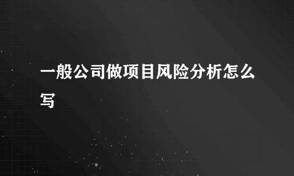 一般公司做项目风险分析怎么写